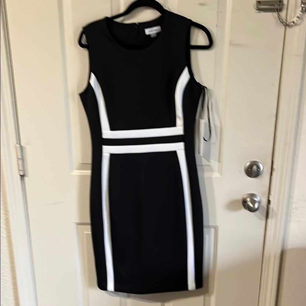 Calvin Klein Collection Black and White Sheath Mini Dress